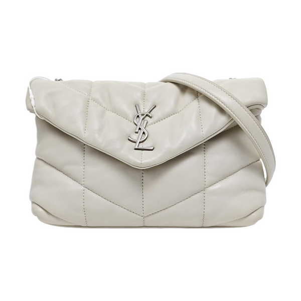 PUFFER Mini Chevron Lambskin White