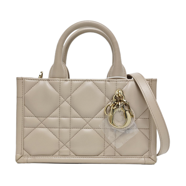 Book Tote Mini Cannage Calfskin Beige