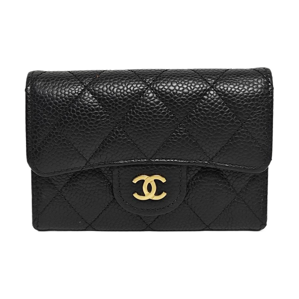 CLASSIC FLAP Quilted Grained Calfskin Black Card Holder
