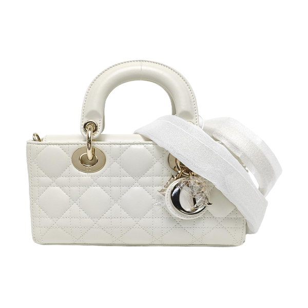Lady D-Joy Small Cannage Lambskin White