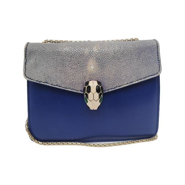 SERPENTI FOREVER Small Stingray Leather Blue