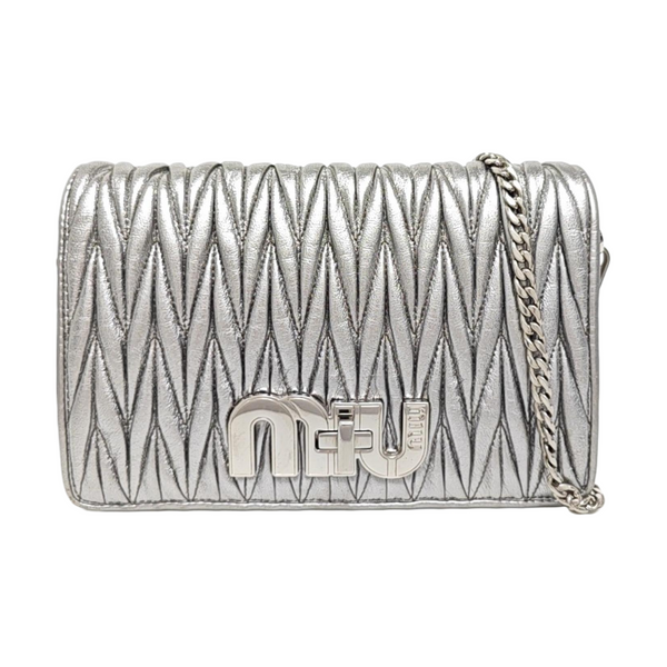 Quilted Lambskin Shoulder Bag Silver