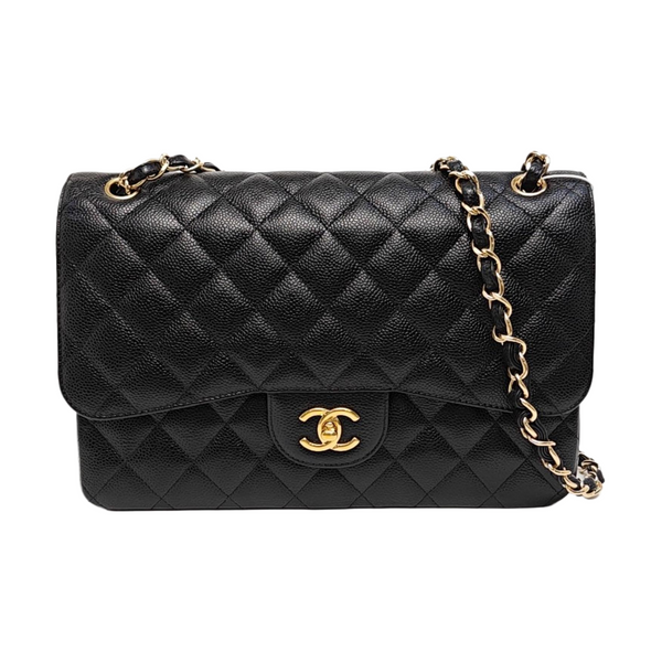 CLASSIC FLAP Jumbo Quilted Grained Calfskin Black