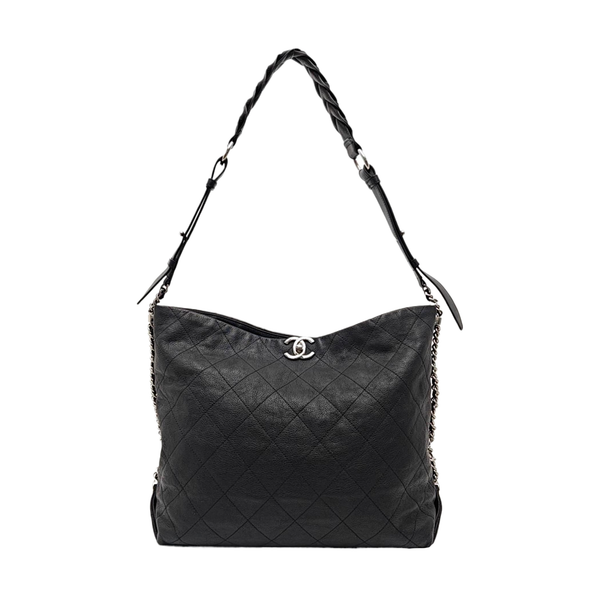 Quilted Calfskin Tote Bag Medium Black