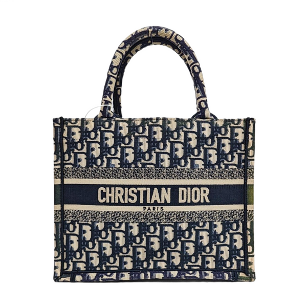 Bolso de mano Dior Book Tote pequeño de lona Oblique azul