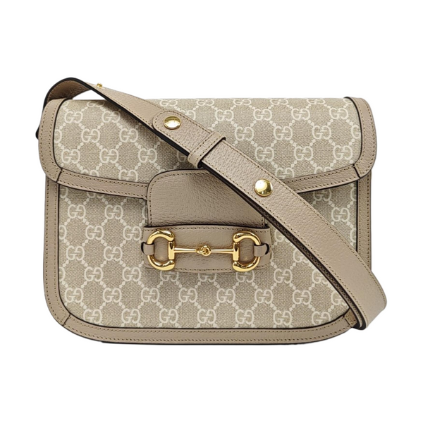 Horsebit 1955 Small Monogram Coated Canvas Beige
