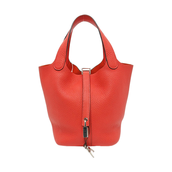 Authenticated pre-owned Picotin Lock 18 Clemence Red - Bucket Bag at Looply