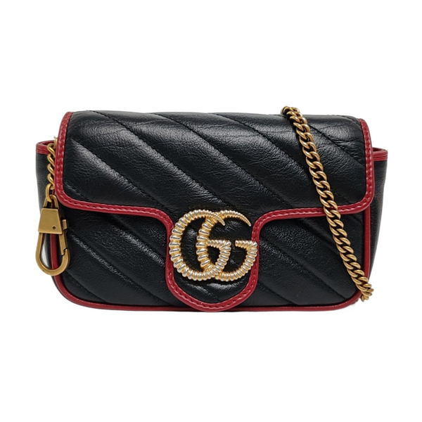 GG Marmont Super Mini Quilted Calfskin Black