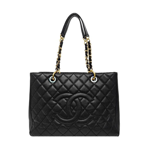 CHANEL GST Large Quilted Grained Calfskin Black