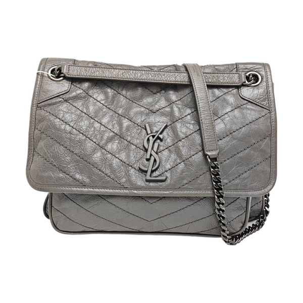 NIKI Large Chevron Calfskin Gray