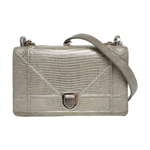 Diorama Small Cannage Calfskin Silver