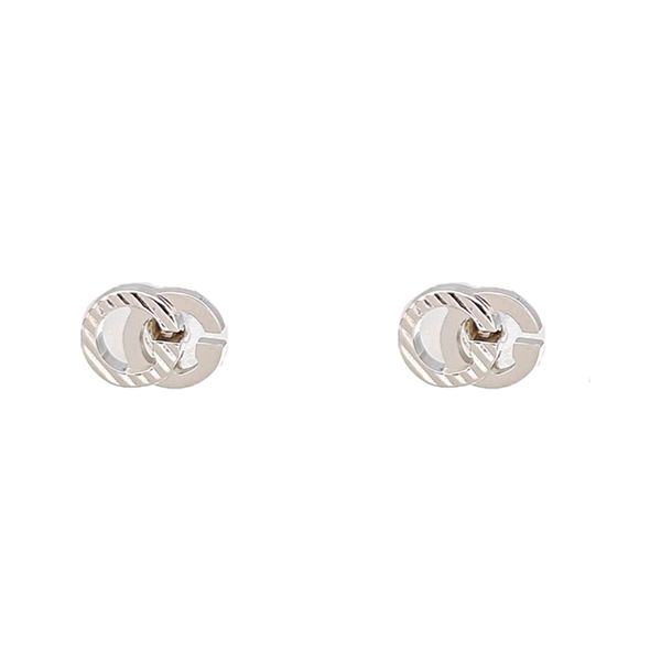 GG Running 18k White Gold Silver Stud Earrings