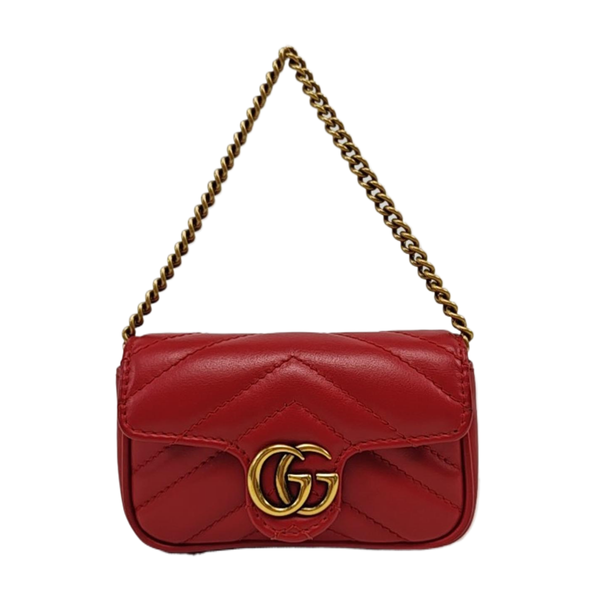 GG Marmont Super Mini Quilted Calfskin Red