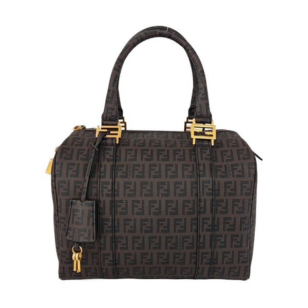 Coated Canvas Top Handle Bag Brown