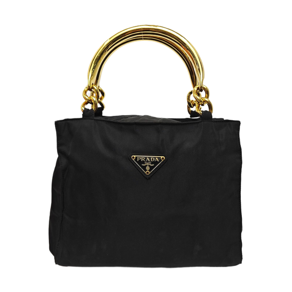 Nylon Top Handle Bag Black