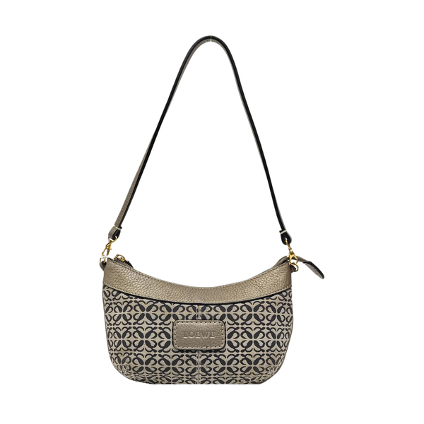 Monogram Fabric Shoulder Bag Gray