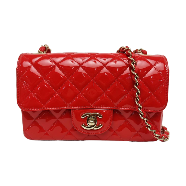 CLASSIC FLAP Mini Quilted Patent Leather Red