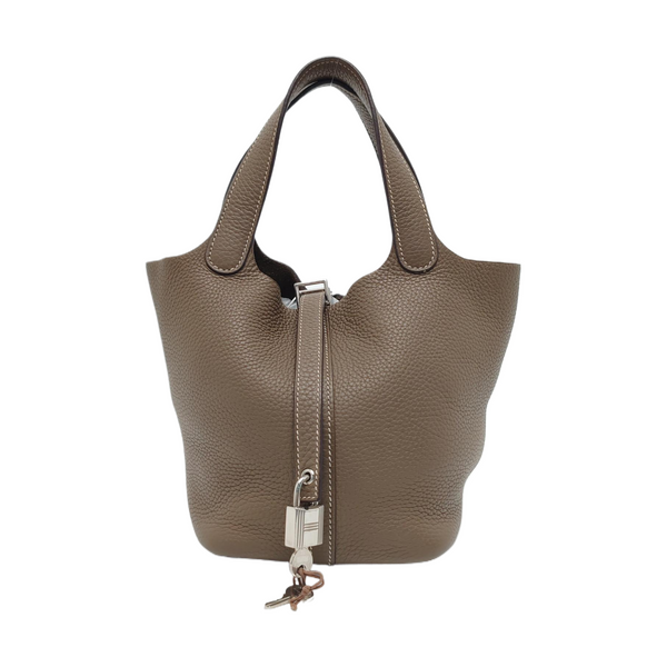 Authenticated pre-owned Picotin Lock 18 Clemence Gray - Bucket Bag at Looply
