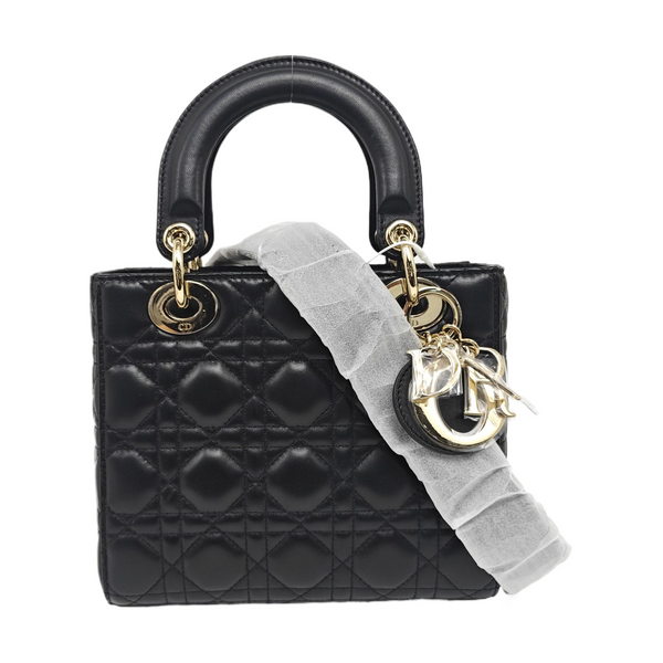 Lady Dior Small Cannage Silk Satin Black