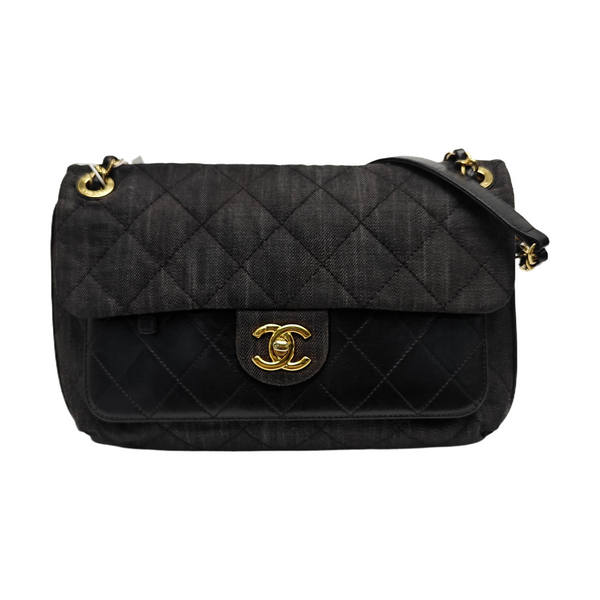 Quilted Canvas Shoulder Bag Black