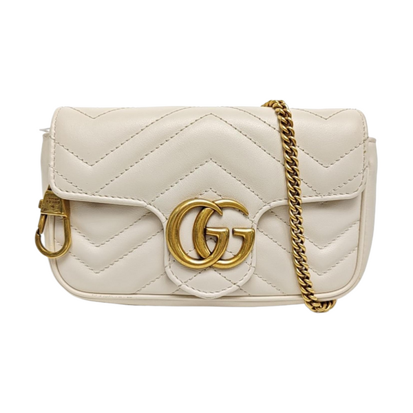 GG Marmont Mini Quilted Calfskin White