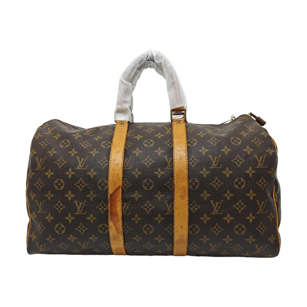 KEEPALL 45 Monogram Coated Canvas Brown
