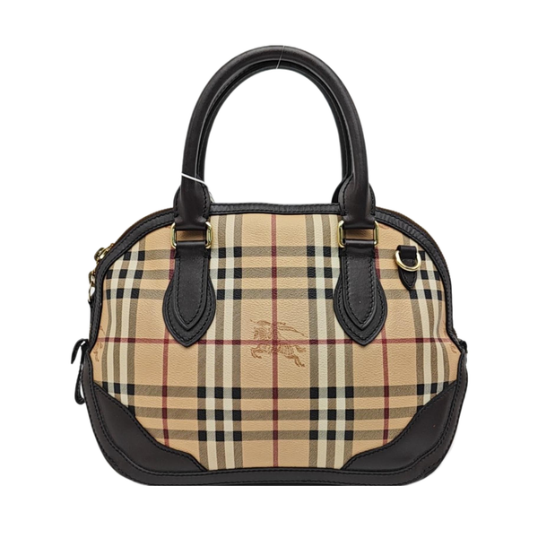 Coated Canvas Top Handle Bag Small Beige