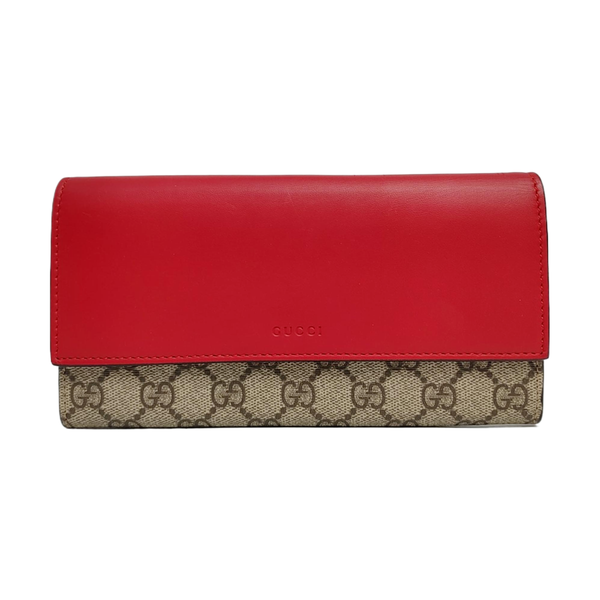 GG Supreme Monogram Calfskin Red Wallet