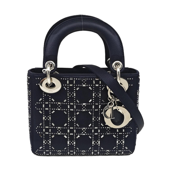 Lady Dior Mini Satén de Seda Azul