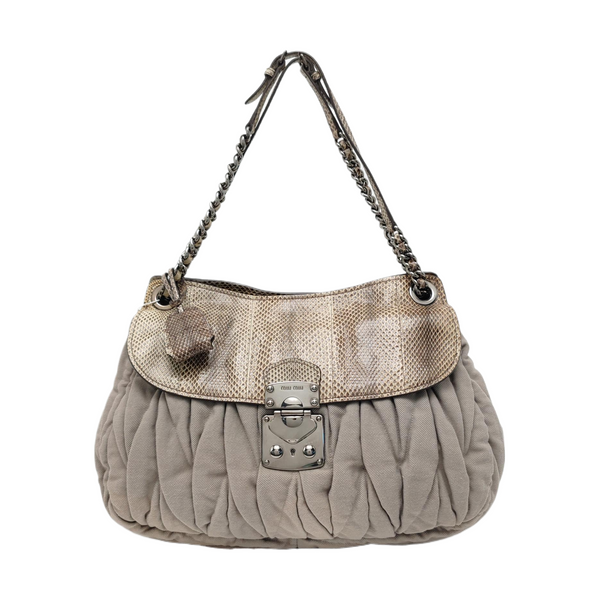 Quilted Fabric Shoulder Bag Gray