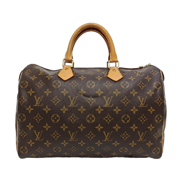 Authenticated pre-owned SPEEDY 35 Monogram Coated Canvas Brown - Top Handle Bag at Looply