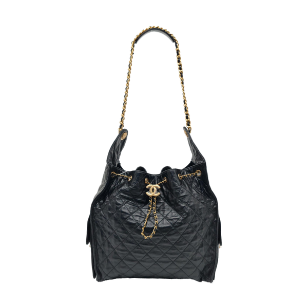 CHANEL 25 Medium Quilted Calfskin Black