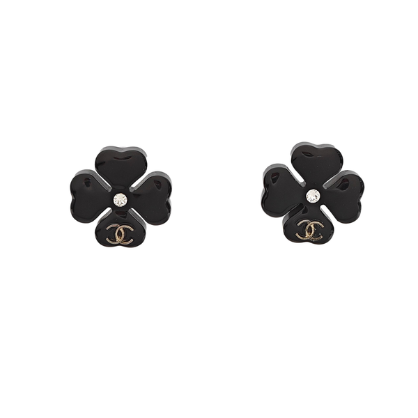 Synthetic Material Black Stud Earrings