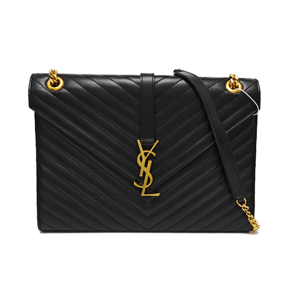 Authenticated pre-owned ENVELOPE Large Chevron, Quilted Calfskin Black - Shoulder Bag at Looply