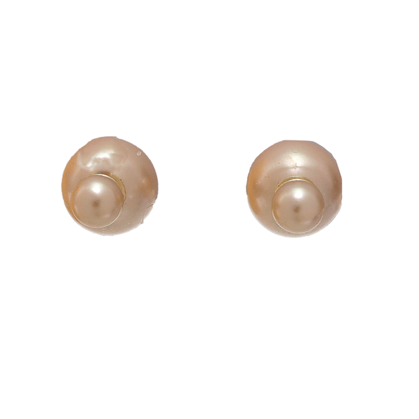 Faux Pearl Beige Stud Earrings