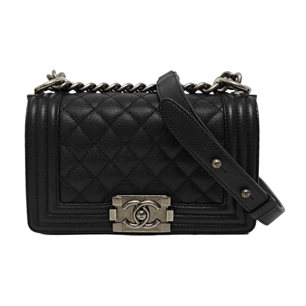 BOY CHANEL Small Quilted Grained Calfskin Black