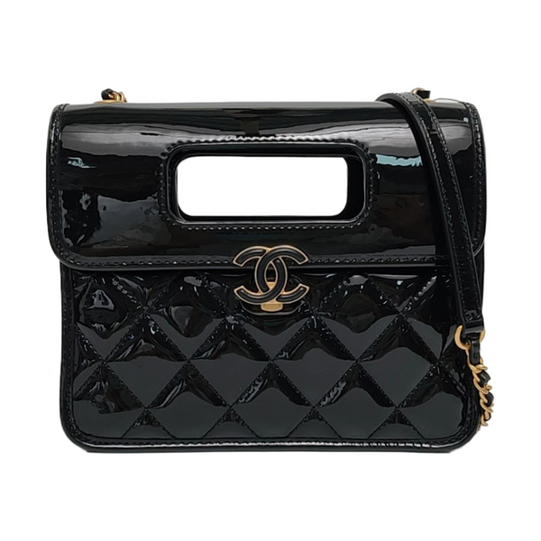 Mini Quilted Patent Leather Black
