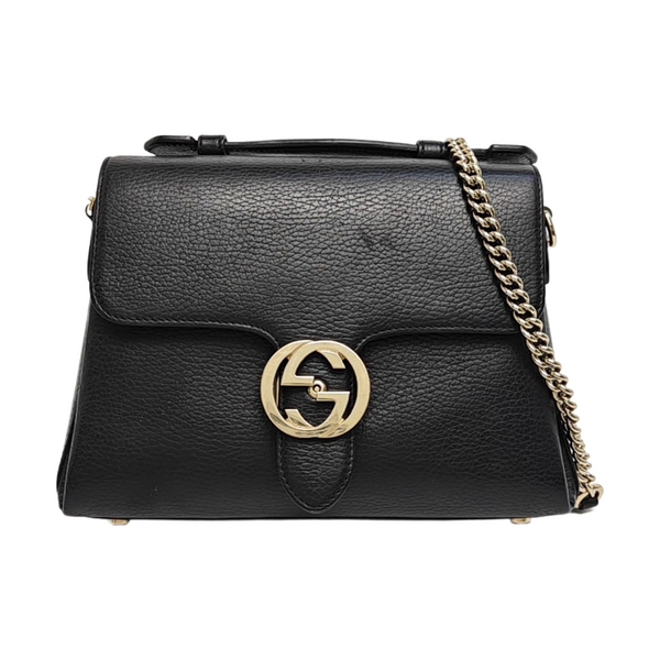 Interlocking G Large Calfskin Black