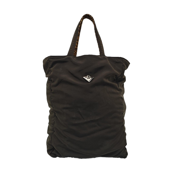 Fabric Top Handle Bag Brown