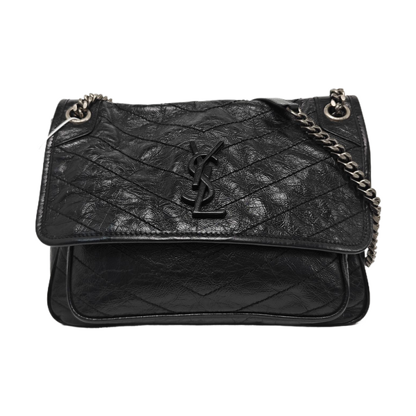 NIKI Medium Chevron Calfskin Black