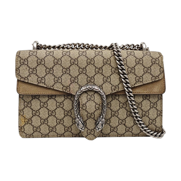 Dionysus Small Monogram Coated Canvas Beige