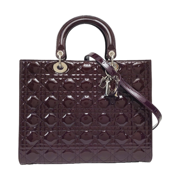 Authenticated pre-owned Lady Dior Large Cannage Lambskin Burgundy - Tote Bag at Looply