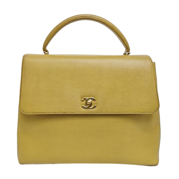 Quilted Calfskin Top Handle Bag Yellow