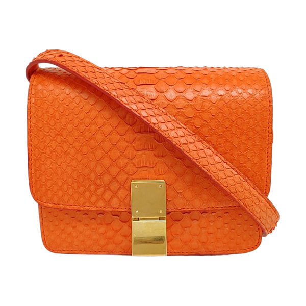 Authenticated pre-owned CLASSIC BOX Mini Python Orange - Shoulder Bag at Looply