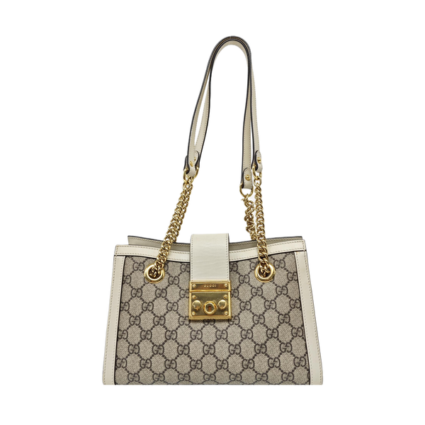 Padlock Small Monogram Coated Canvas Beige
