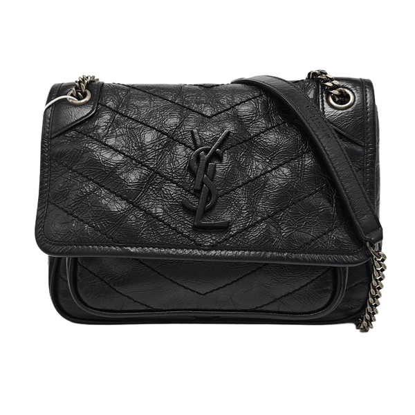 NIKI Small Chevron Calfskin Black
