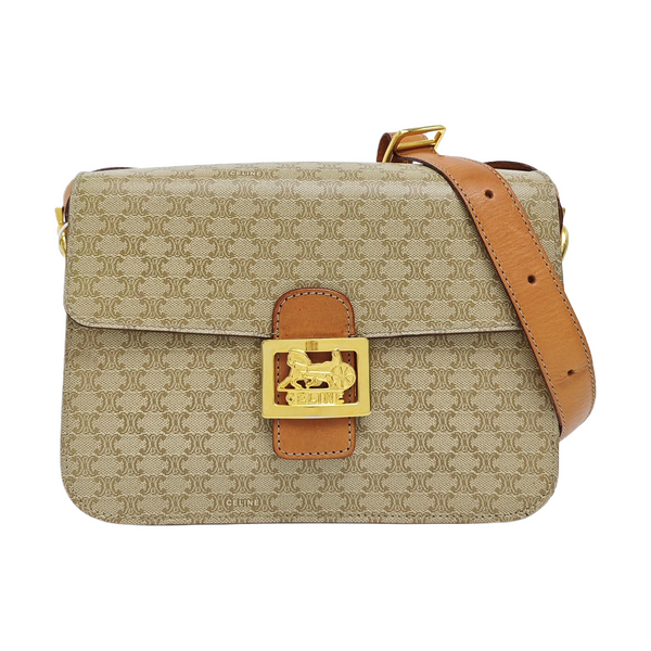 Coated Canvas Shoulder Bag Beige