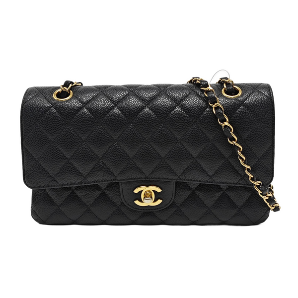 CLASSIC FLAP Medium Quilted Grained Calfskin Black
