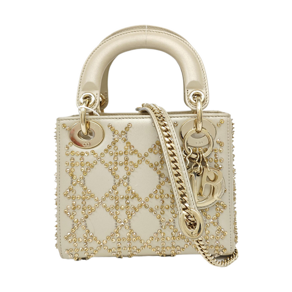 Lady Dior Mini Quilted Lambskin Beige