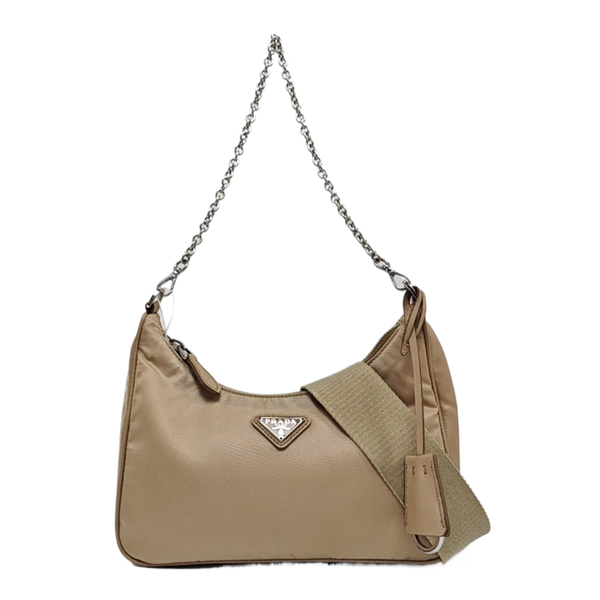 Authenticated pre-owned Re-Edition2005 Nylon Beige - Shoulder Bag at Looply